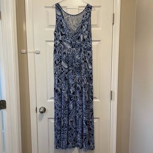 Blue/White, St John’s Bay Maxi Dress, Size L